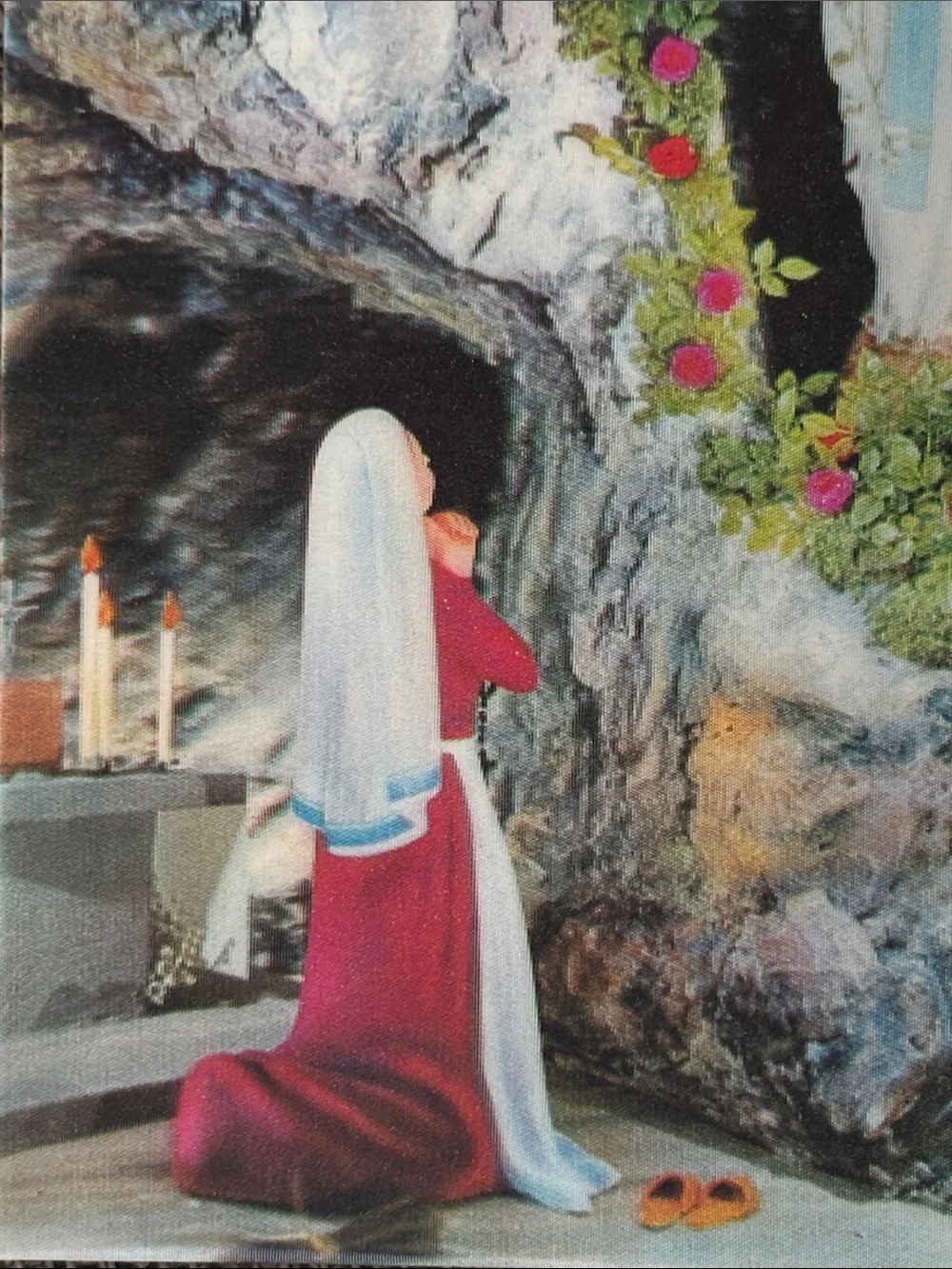 Beautiful vintage 1957 Lourdes 3D hologram holy card!